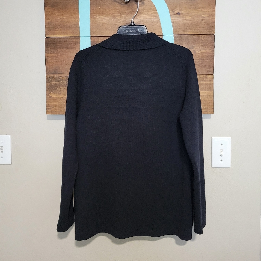 J.Crew Black Double-Breasted Warwick Tight Knit Gold Button Coat Size Xs - Picture 3 of 9